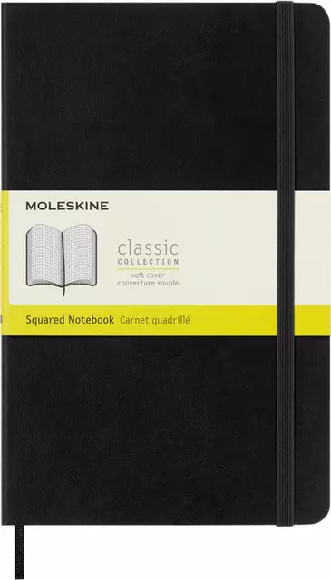 Een Notitieboek Moleskine large 130x210mm ruit 5x5mm soft cover zwart koop je bij KantoorProfi België BV