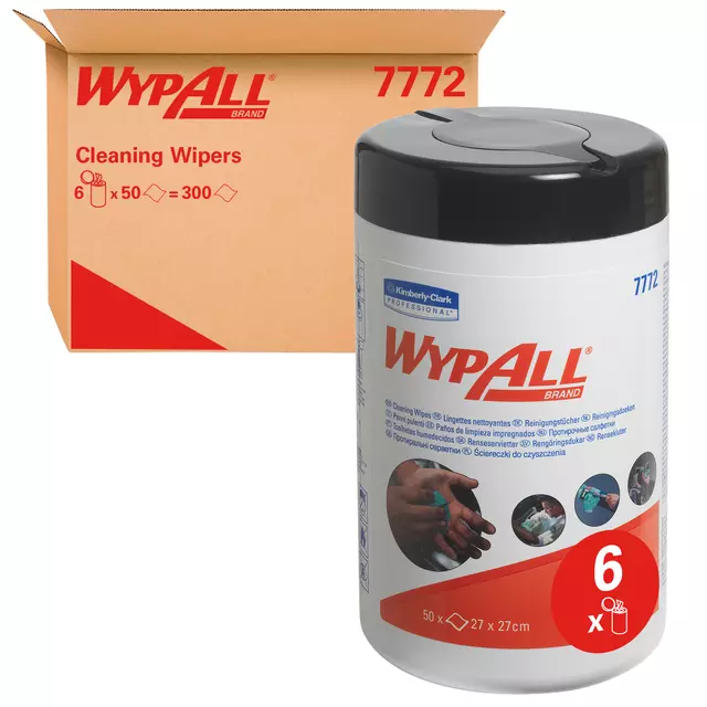 Een Reinigingsdoek WypAll geïmpregneerd 27x27cm 50vel per bus groen 7772 koop je bij L&N Partners voor Partners B.V.
