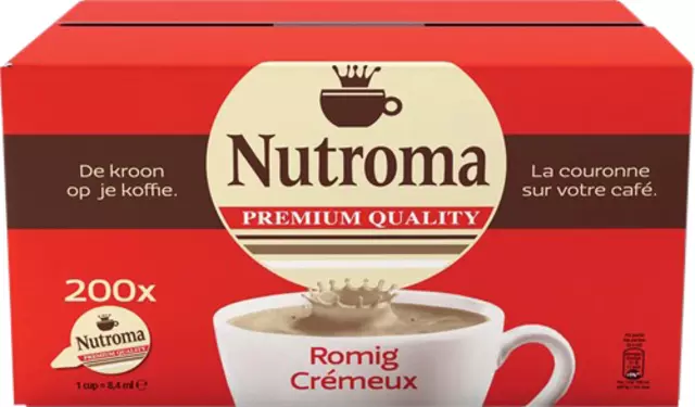 Een Koffiemelkcups Nutroma 200x7.5gr koop je bij Van Leeuwen Boeken- en kantoorartikelen
