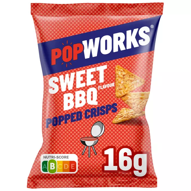Een Chips Popworks Sweet BBQ 16gr koop je bij Totaal Kantoor Goeree