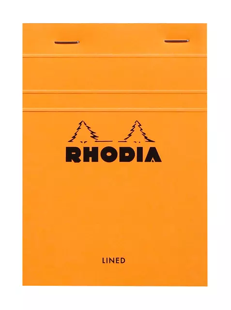 Een Schrijfblok Rhodia A6 lijn 80 vel 80gr oranje koop je bij Van Hoye Kantoor BV