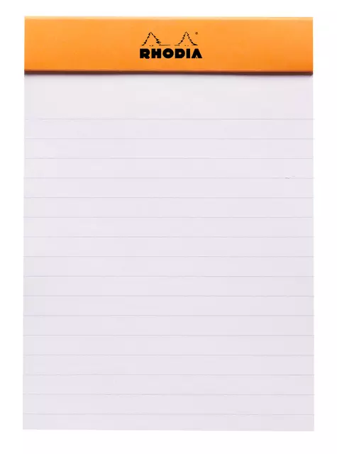 Een Schrijfblok Rhodia A6 lijn 80 vel 80gr oranje koop je bij Van Leeuwen Boeken- en kantoorartikelen