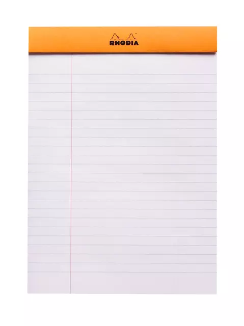 Een Schrijfblok Rhodia A5 lijn 80 vel 80gr met kantlijn oranje koop je bij EconOffice