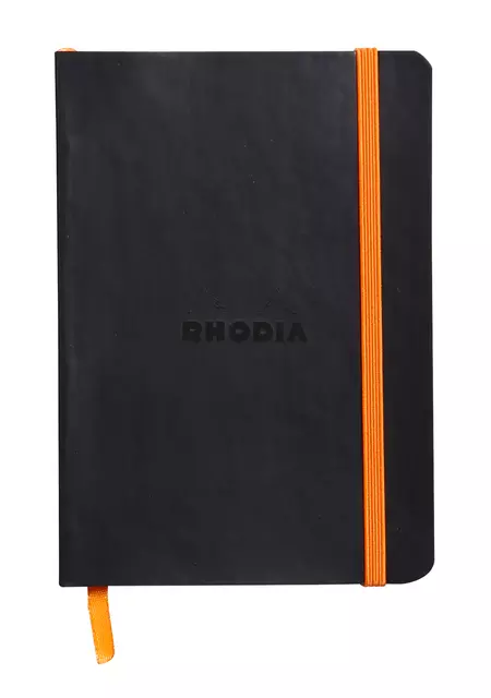 Een Notitieboek Rhodia A6 lijn 72 vel 90gr zwart koop je bij Totaal Kantoor Goeree