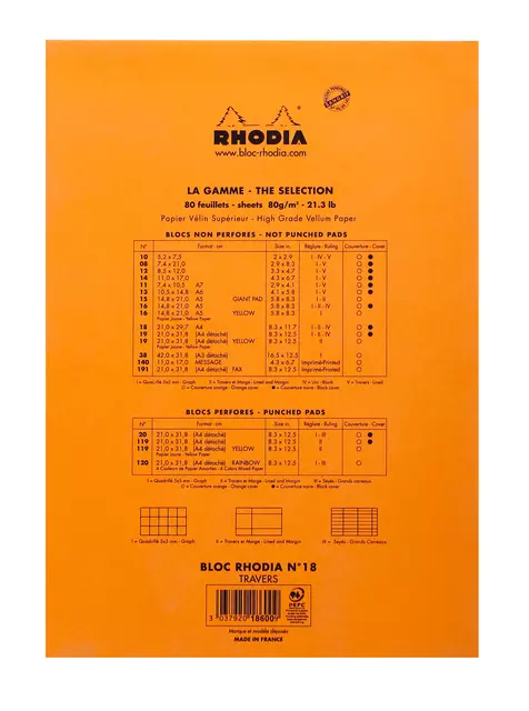 Een Schrijfblok Rhodia A4 lijn 80 vel 80gr oranje koop je bij Van Leeuwen Boeken- en kantoorartikelen