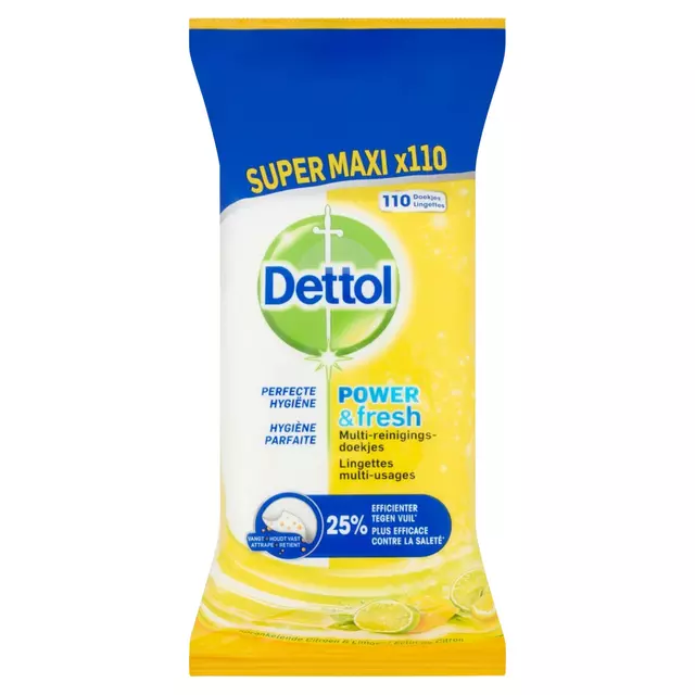 Een Reinigingsdoekjes Dettol antibacterieël Citrus 110st koop je bij Totaal Kantoor Goeree