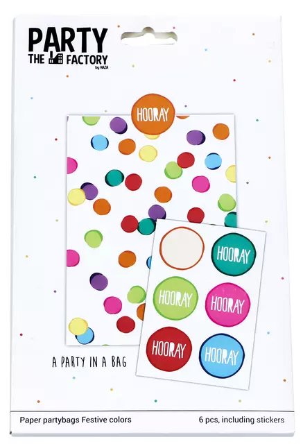 Een Uitdeelzakjes Haza Festive Colors met stickers 6 stuks koop je bij Goedkope Kantoorbenodigdheden