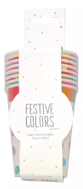 Een Bekers Haza Festive Colors 250ml 8 stuks koop je bij Goedkope Kantoorbenodigdheden