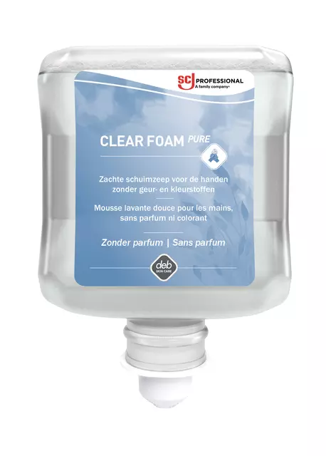 Een Handzeep SCJ Clear Foam Pure parfumvrij 1liter koop je bij Van Leeuwen Boeken- en kantoorartikelen