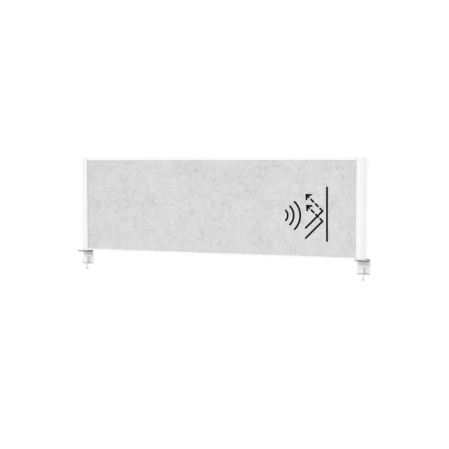 Een Scheidingswand MAUL akoestiek 160x50 lichtgrijs wit frame tafelklem koop je bij Van Leeuwen Boeken- en kantoorartikelen