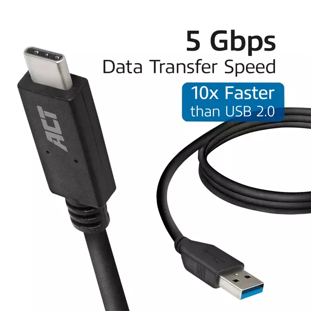 Een Kabel ACT USB A 3.2 naar USB-C 2 meter koop je bij Totaal Kantoor Goeree