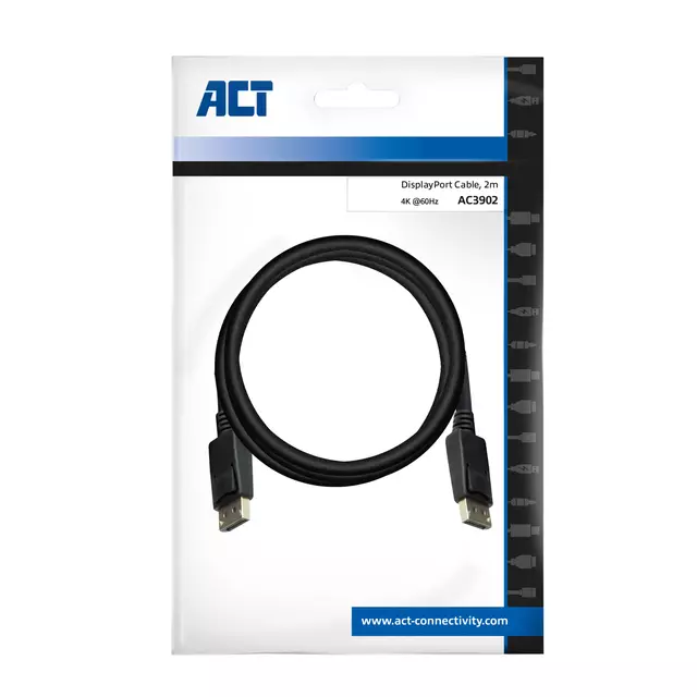 Een Kabel ACT DisplayPort 2 meter zwart koop je bij Van Leeuwen Boeken- en kantoorartikelen