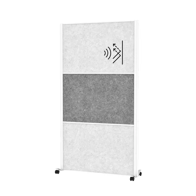 Een Scheidingswand MAUL akoestiek 100x180 2x licht- 1x donkergrijs wit frame mobiel koop je bij Van Leeuwen Boeken- en kantoorartikelen