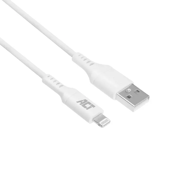 Een Kabel ACT USB 2.0 naar Lightning laad -en data 1 meter koop je bij Totaal Kantoor Goeree