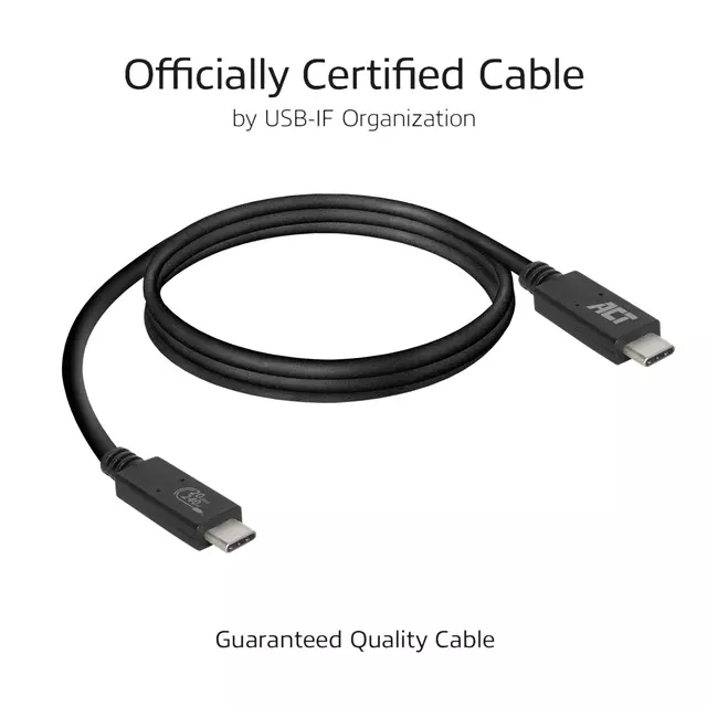Een Kabel ACT USB-C USB 4 20Gbps Thunderbolt3 1 meter koop je bij L&N Partners voor Partners B.V.