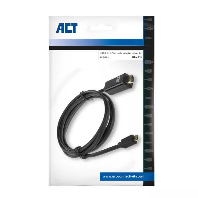 Een Kabel ACT USB-C naar HDMI 60Hz 2 meter koop je bij Van Leeuwen Boeken- en kantoorartikelen