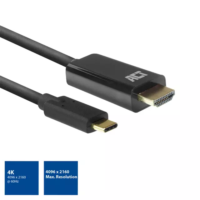 Een Kabel ACT USB-C naar HDMI 60Hz 2 meter koop je bij Van Leeuwen Boeken- en kantoorartikelen