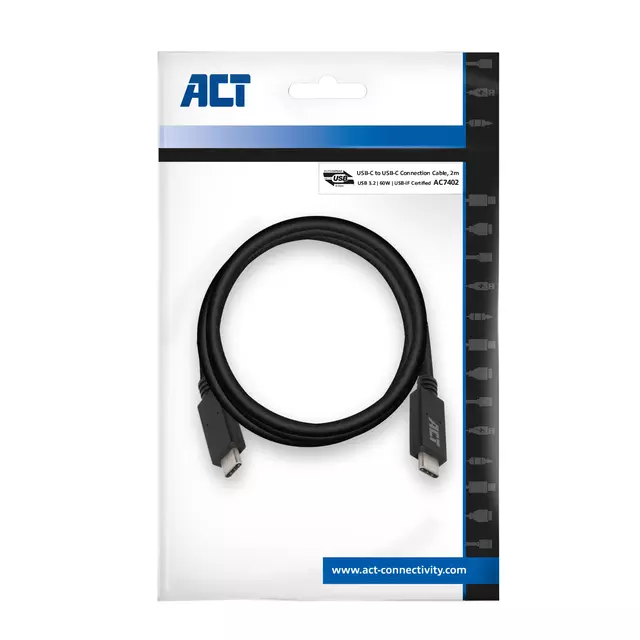 Een Kabel ACT USB 3.2 USB-C USB-IF gecertificeerd 2 meter koop je bij Totaal Kantoor Goeree