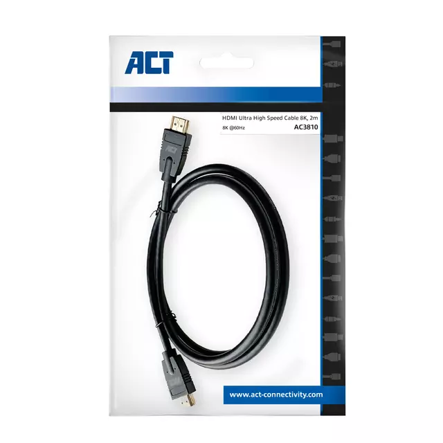Een Kabel ACT HDMI Ultra High Speed 2 meter koop je bij Van Leeuwen Boeken- en kantoorartikelen