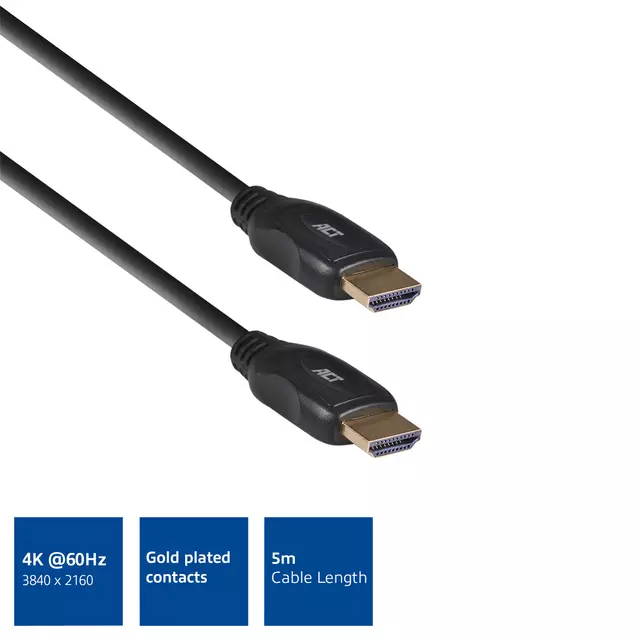 Een Kabel ACT HDMI High Speed type 1.4 5 meter koop je bij Goedkope Kantoorbenodigdheden