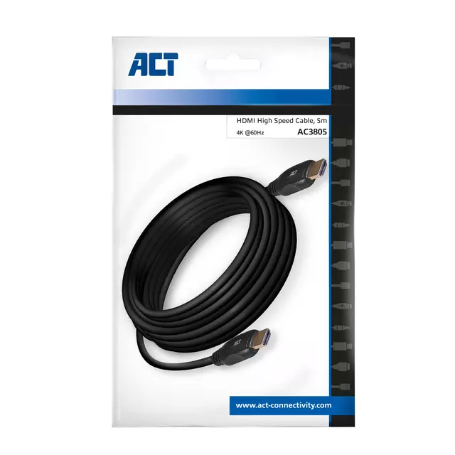 Een Kabel ACT HDMI High Speed type 1.4 5 meter koop je bij Totaal Kantoor Goeree