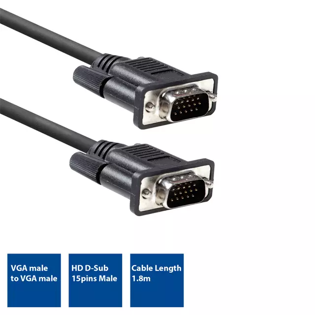 Een Kabel ACT VGA Monitor 1.8 meter koop je bij Totaal Kantoor Goeree