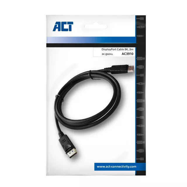 Een Kabel ACT DisplayPort 1.4 8K M-M 2 meter zwart koop je bij Van Leeuwen Boeken- en kantoorartikelen