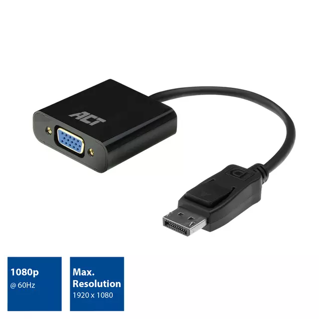 Een Adapter ACT DisplayPort naar VGA koop je bij Goedkope Kantoorbenodigdheden