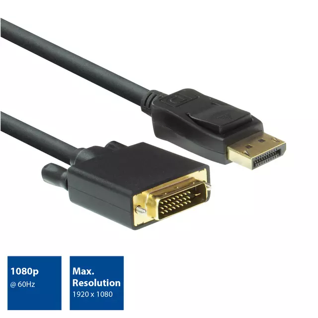Een Kabel ACT DisplayPort naar DVI 1.8 meter zwart koop je bij KantoorProfi België BV