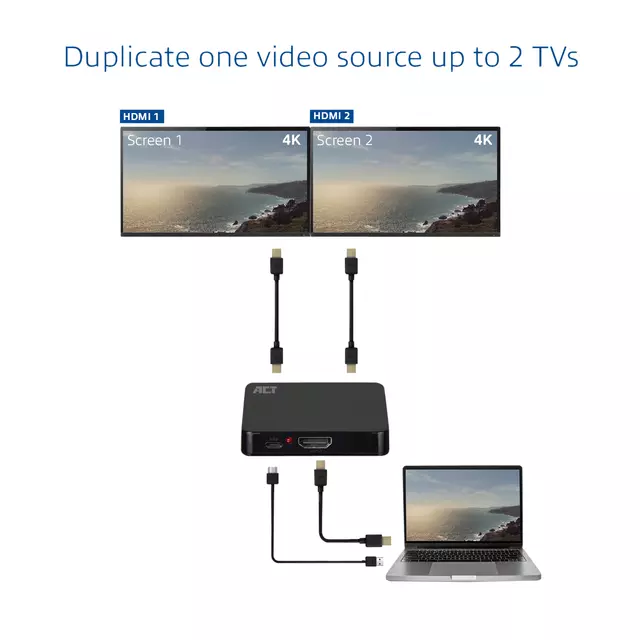 Een Splitter ACT 4K HDMI 1.4 2 poorts koop je bij Goedkope Kantoorbenodigdheden