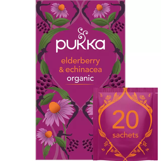 Een Thee Pukka elderberry en echinacea 20 zakjes koop je bij Van Leeuwen Boeken- en kantoorartikelen