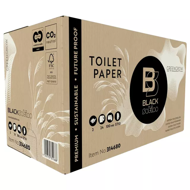 Een Toiletpapier BlackSatino GreenGrow ST10 systeemrol 2-laags 712vel naturel 314680 koop je bij MV Kantoortechniek B.V.
