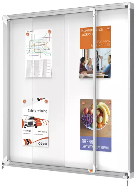 Een Binnenvitrine Nobo Premium Plus 12x A4 schuifdeur magnetisch koop je bij EconOffice