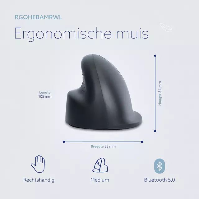 Een Muis R-Go ergonomische HE Basic wireless rechts M grijs koop je bij KantoorProfi België BV