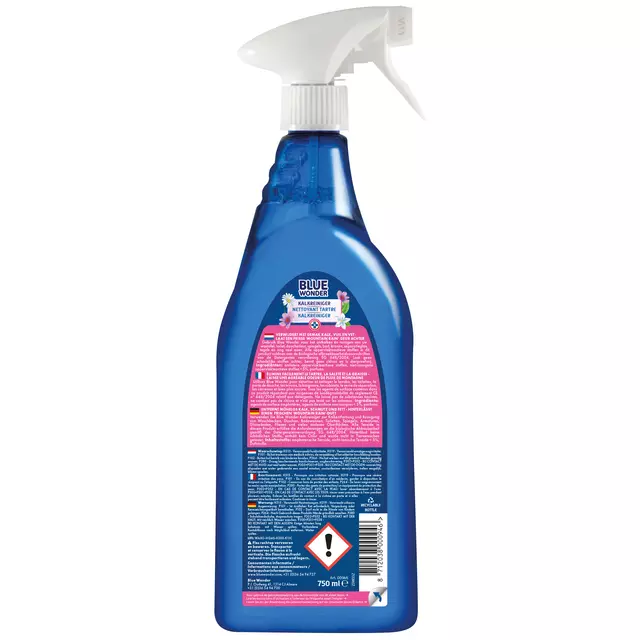 Een Sanitairreinger Blue Wonder Kalkreiniger spray 750ml koop je bij KantoorProfi België BV