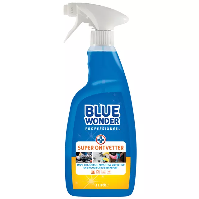 Een Ontvetter Blue Wonder prof superontvetter spray 1liter koop je bij Van Leeuwen Boeken- en kantoorartikelen