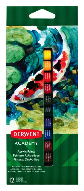 Een Acrylverf Derwent Academy blister à 12 tubes à 12ml assorti koop je bij Van Leeuwen Boeken- en kantoorartikelen