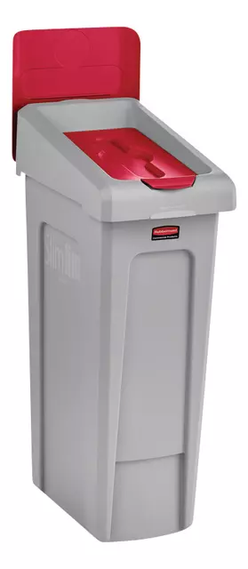 Een Deksel Rubbermaid Slim Jim Recyclestation gesloten rood koop je bij KantoorProfi België BV