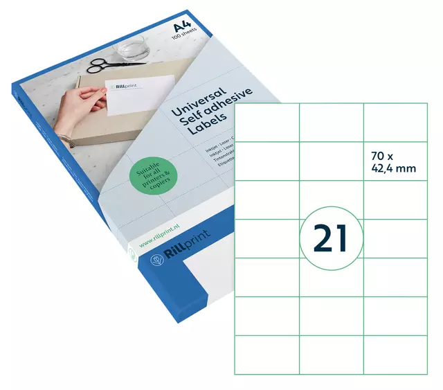 Een Etiket Rillprint 70x42.4mm mat transparant 525 etiketten koop je bij MV Kantoortechniek B.V.