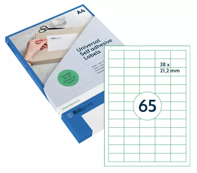 Een Etiket Rillprint 38x21.2mm mat transparant 1625 etiketten koop je bij EconOffice