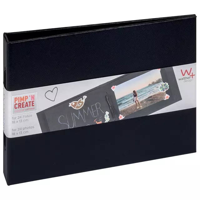 Een Fotoalbum walther design mini 24 foto's 13x18cm horizontaal zwart koop je bij L&N Partners voor Partners B.V.