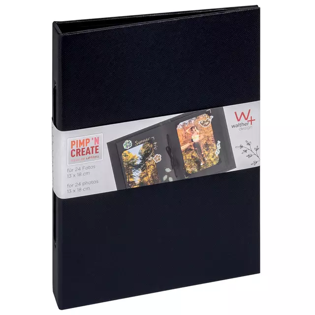 Een Fotoalbum walther design mini 24 foto's 13x18cm verticaal zwart koop je bij EconOffice