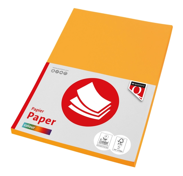 Een Kopieerpapier Quantore Colour A4 160gr diepgeel 50vel koop je bij Goedkope Kantoorbenodigdheden