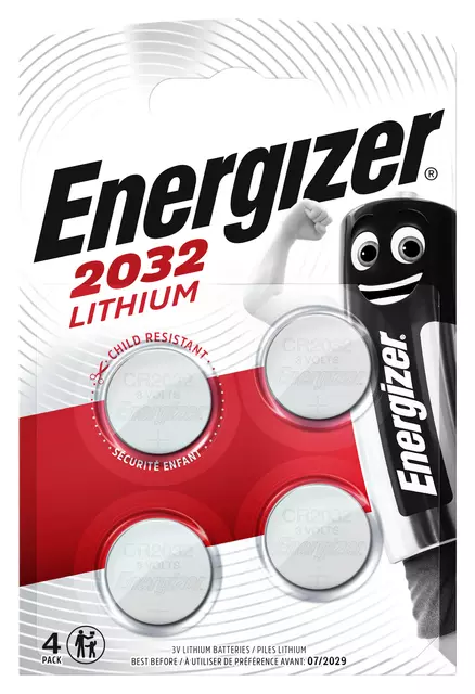 Een Batterij Energizer knoopcel 4xCR2032 lithium koop je bij Totaal Kantoor Goeree