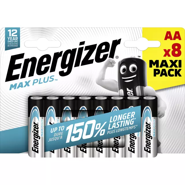 Een Batterij Energizer Max Plus 8xAA alkaline koop je bij EconOffice