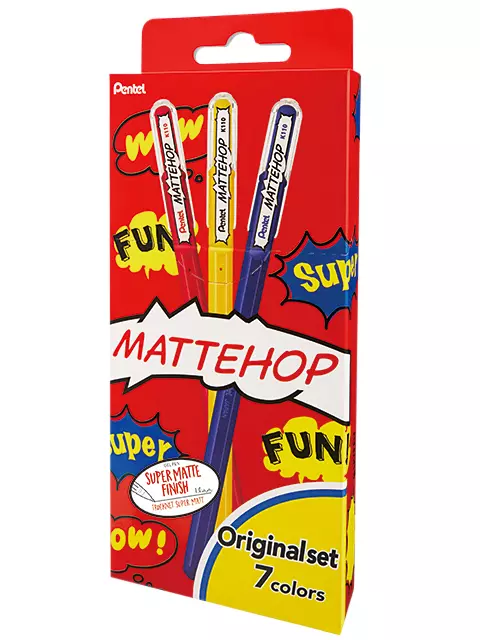 Een Gelschrijver Pentel K110 Mattehop Fun Original medium assorti blister à 7 stuks koop je bij Unimark Office B.V.