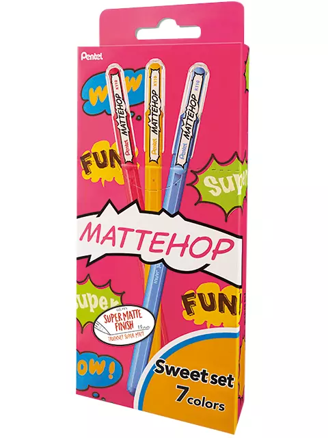 Een Gelschrijver Pentel K110 Mattehop Fun Sweet medium assorti blister à 7 stuks koop je bij Van Leeuwen Boeken- en kantoorartikelen