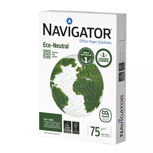 Een Kopieerpapier Navigator Eco-Neutral A4 75gr wit 500vel koop je bij EconOffice
