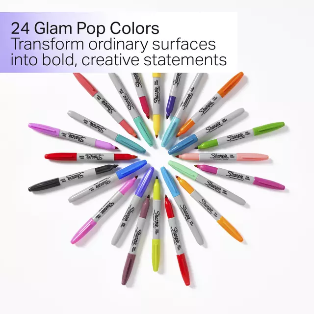Een Viltstift Sharpie Glampop fijn assorti blister à 24 stuks koop je bij Van Leeuwen Boeken- en kantoorartikelen