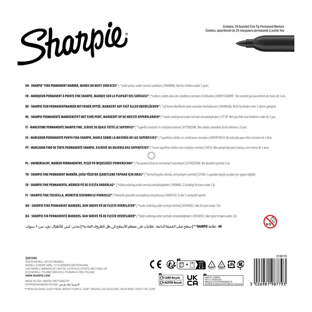 Een Viltstift Sharpie Glampop fijn assorti blister à 24 stuks koop je bij MV Kantoortechniek B.V.